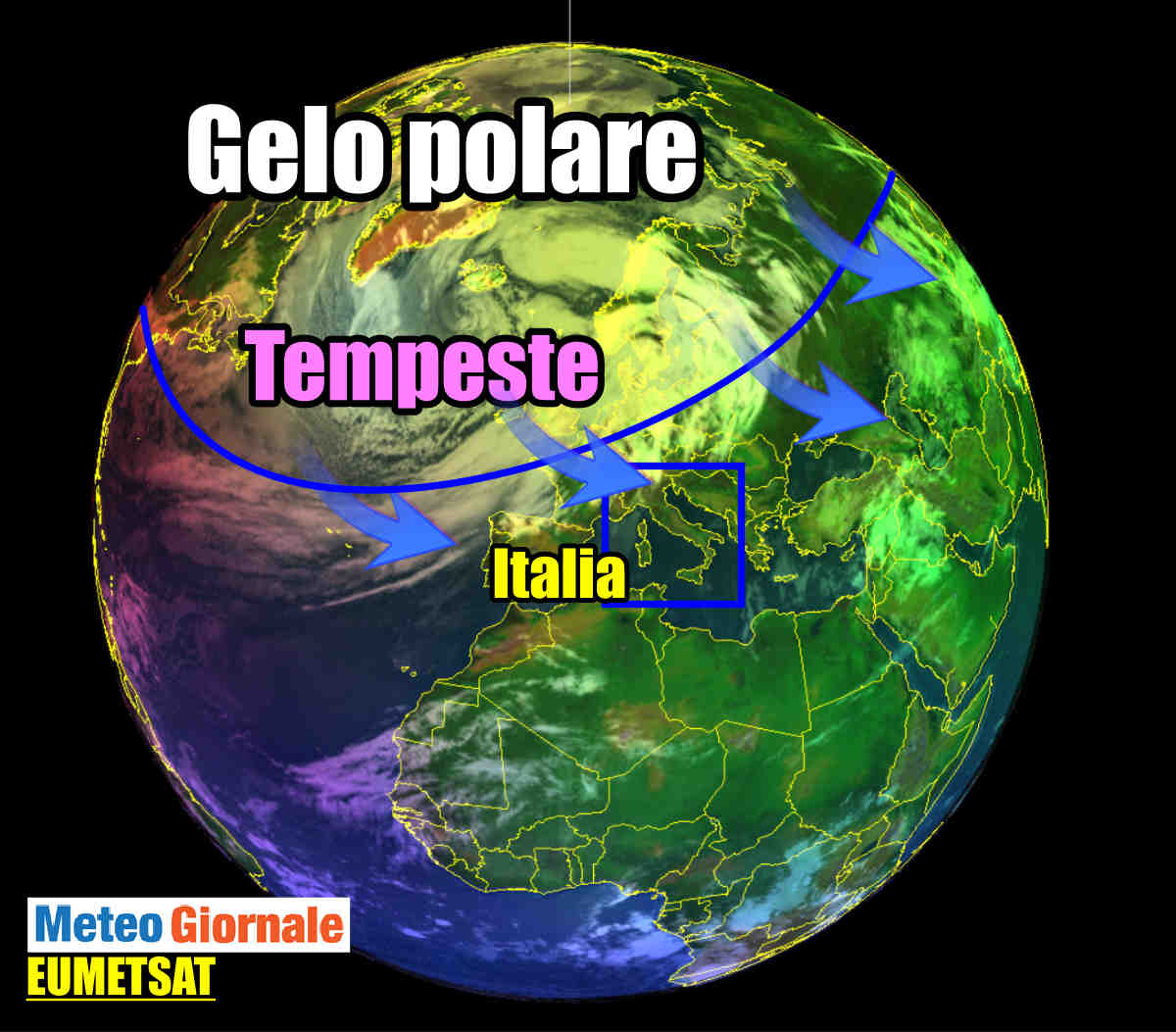 Aggiornamento: meteo TEMPESTOSO vicino al Mediterraneo a Italia