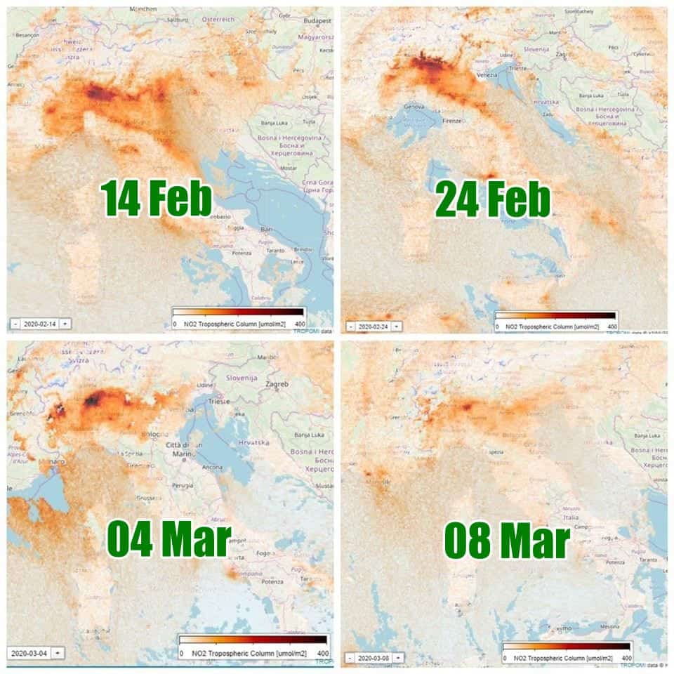 Meteo ed effetto CORONAVIRUS: inquinamento abbattuto sul Nord Italia