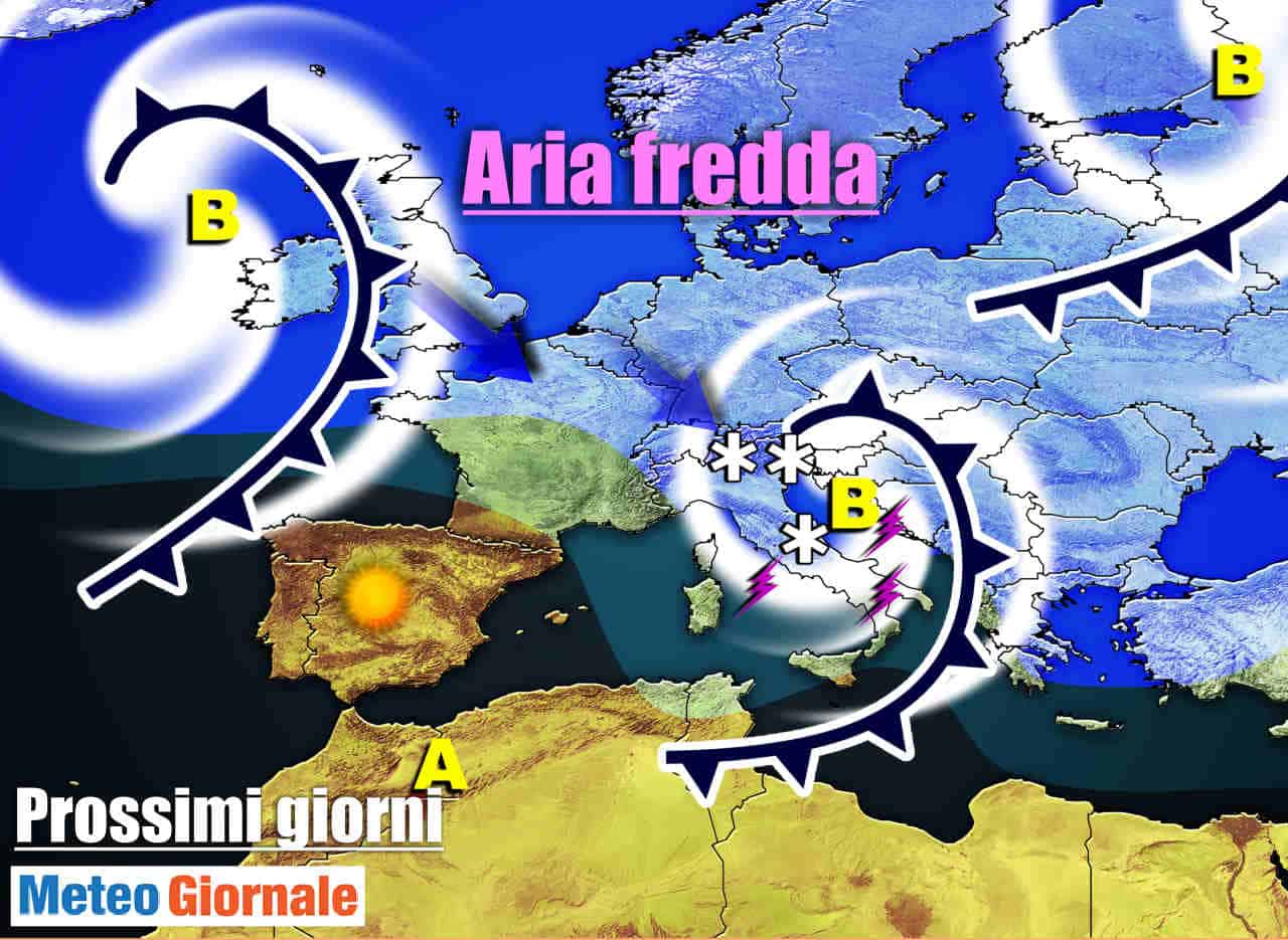 Meteo Italia: PIOGGIA e NEVE anche in collina. Instabile sino al fine settimana