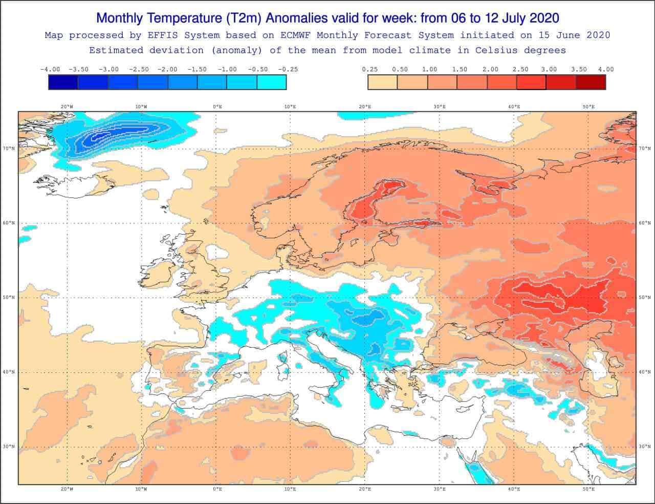 anomalia termica centro meteo europeo periodo 6 12 luglio 2020