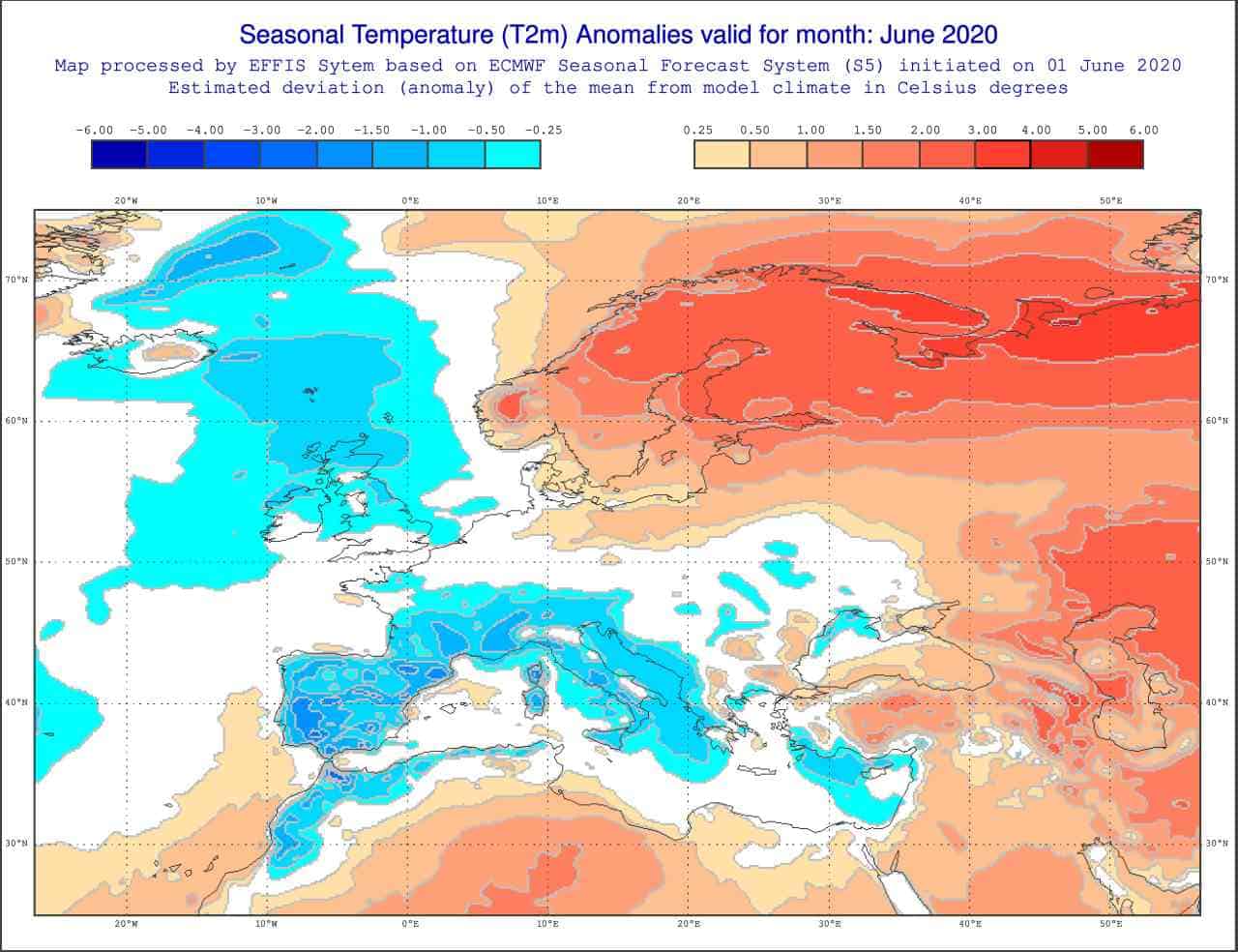 meteo giugno anomalie temperatura 2 metri