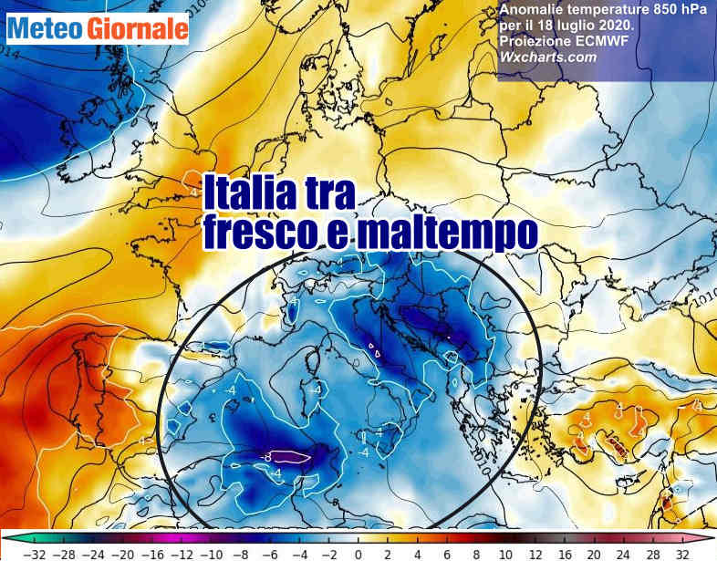 Italia , importante meteo bersaglio di MALTEMPO e FRESCO, colpo all’Estate