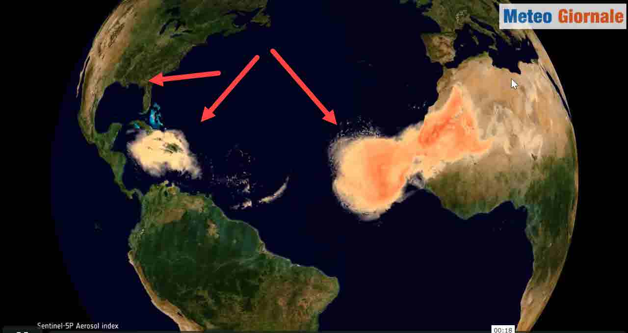 Giugno 2020, evento meteo record: Sabbia del Sahara raggiunge l’America