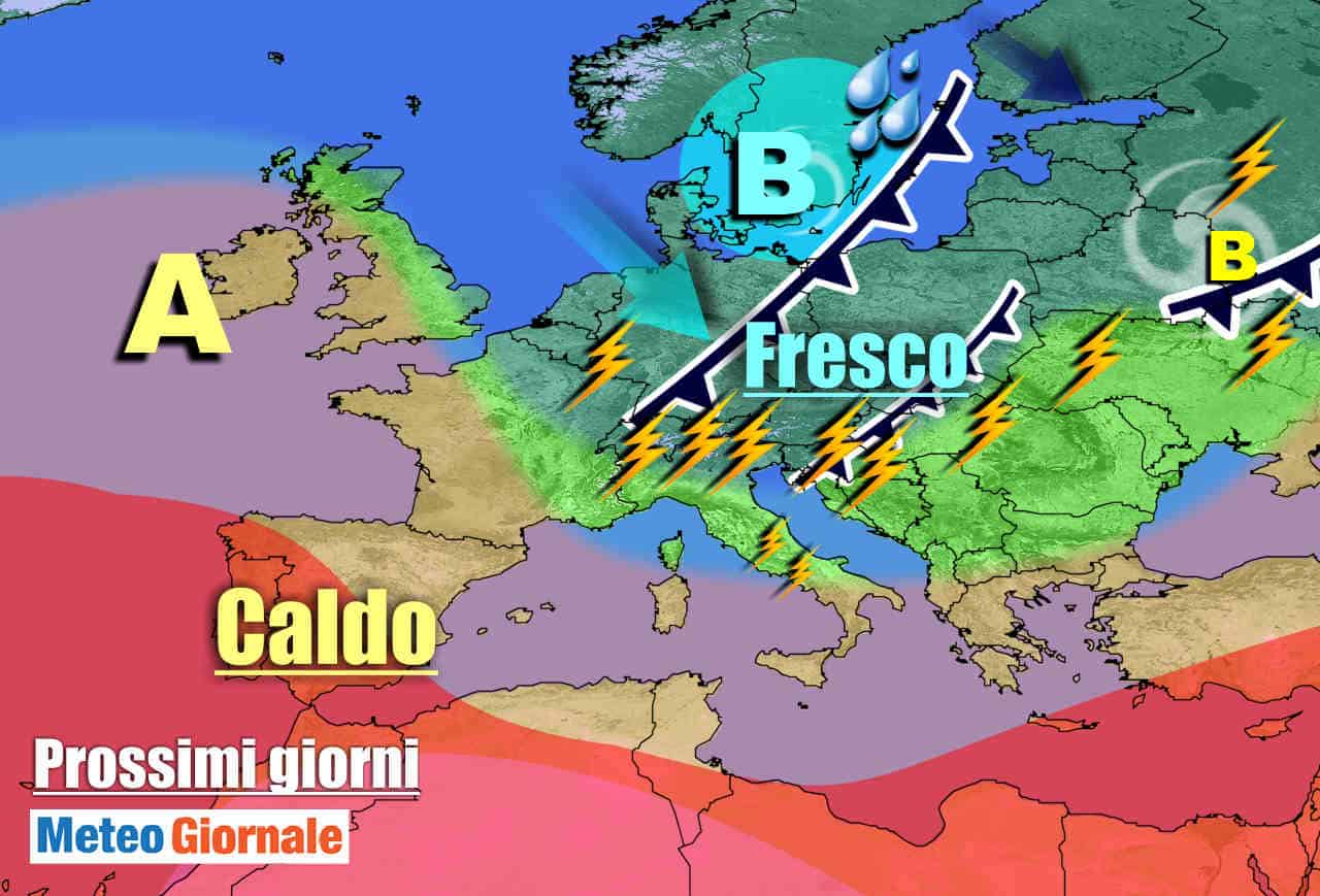 METEO 7 Giorni: estate in stand-by, raffica di TEMPORALI sino al weekend