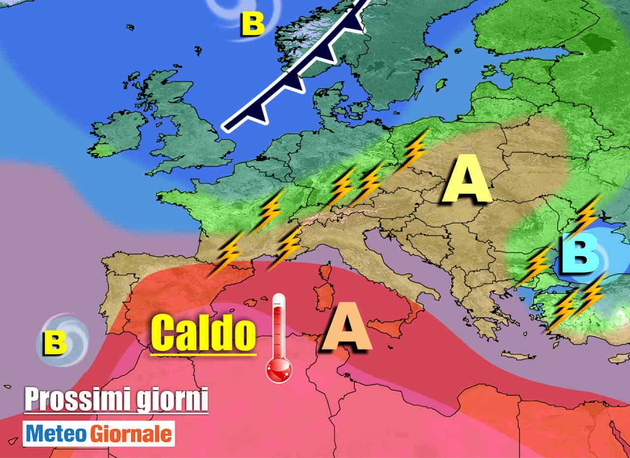METEO sino al 25 Luglio: CALDO ESTIVO, seguono TEMPORALI con rischio GRANDINE
