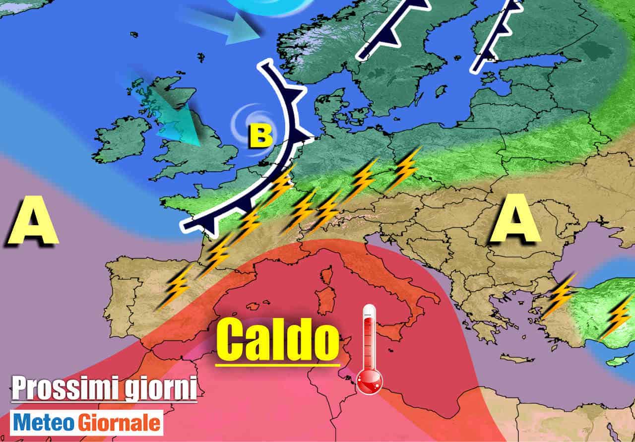 METEO sino 14 Luglio: ANTICICLONE e CALDO, arrivano TEMPORALI nel weekend