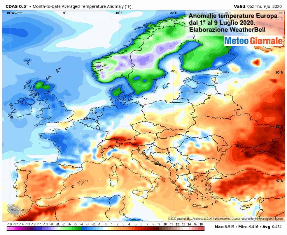 LUGLIO in Europa: RIBALTONE meteo con Estate sottotono, FREDDO ANOMALO