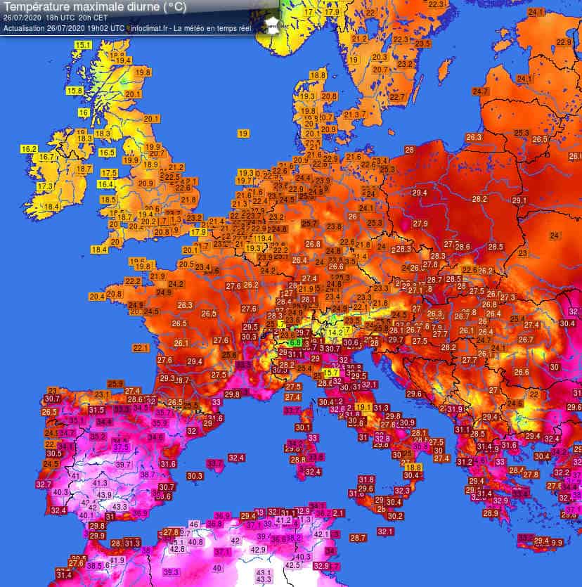 CALDO AFRICANO sino 45 gradi in Spagna. Ora verso Italia
