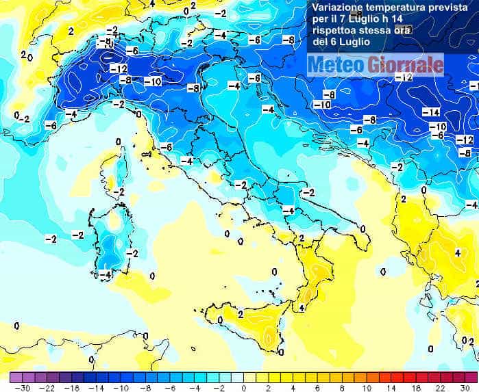 BURRASCA e CROLLO TEMPERATURE fino a 10 gradi in meno, ormai imminente