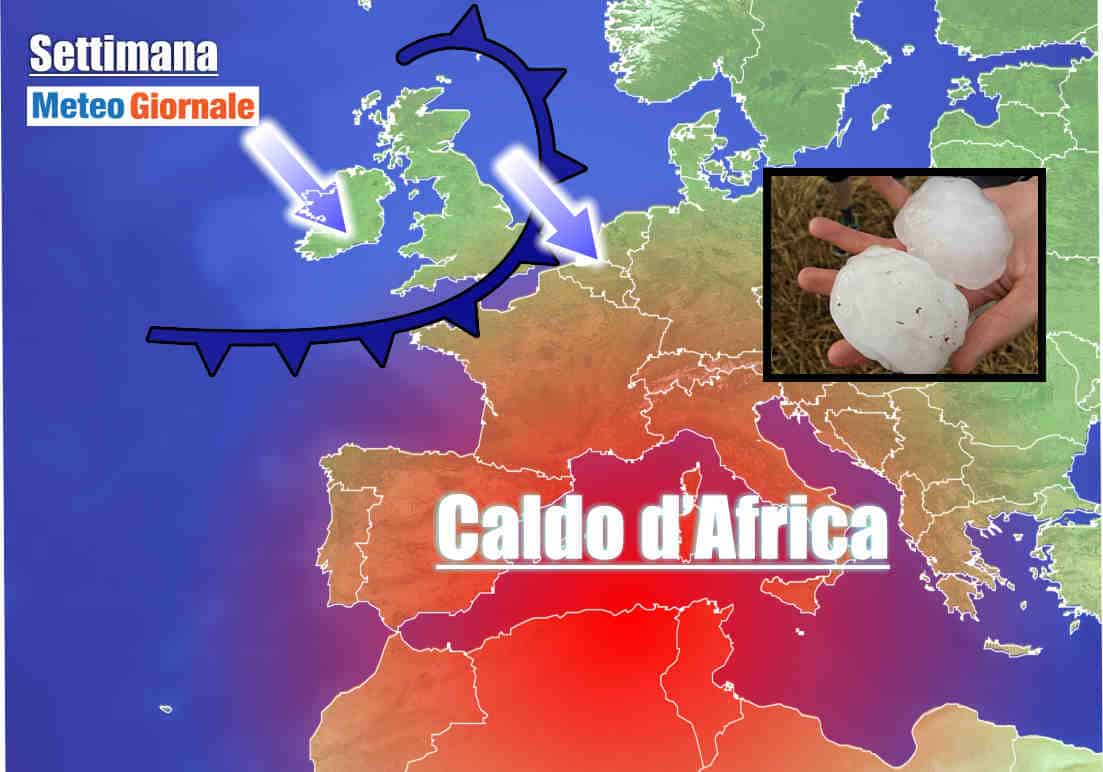 Meteo subito DUE FORTISSIME ondate di calore. Temporali e Grandine al Nord Italia
