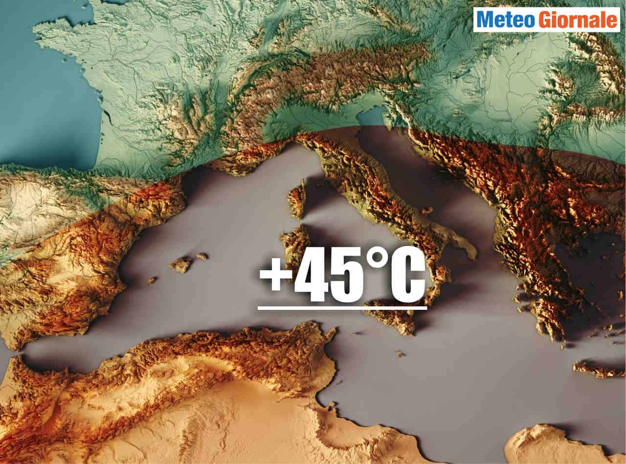 Meteo verso ondata di calore impressionante, anche oltre i 45°C