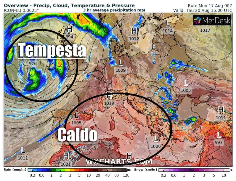Meteo: ciclone in rotta Isole Britanniche, innesco caldo record su Italia, poi rottura Estate
