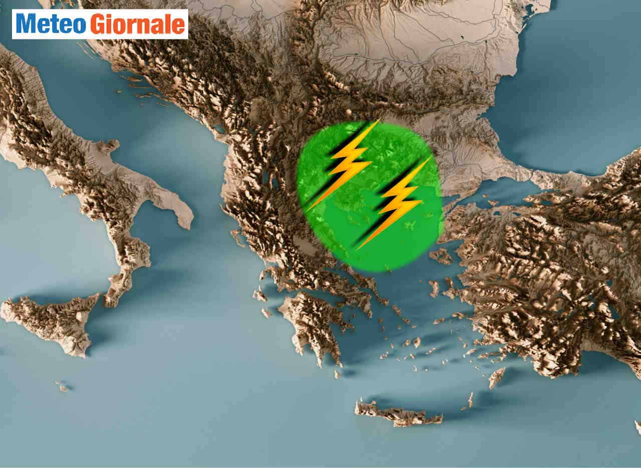 Meteo Grecia del nord, tempeste di pioggia e grandine