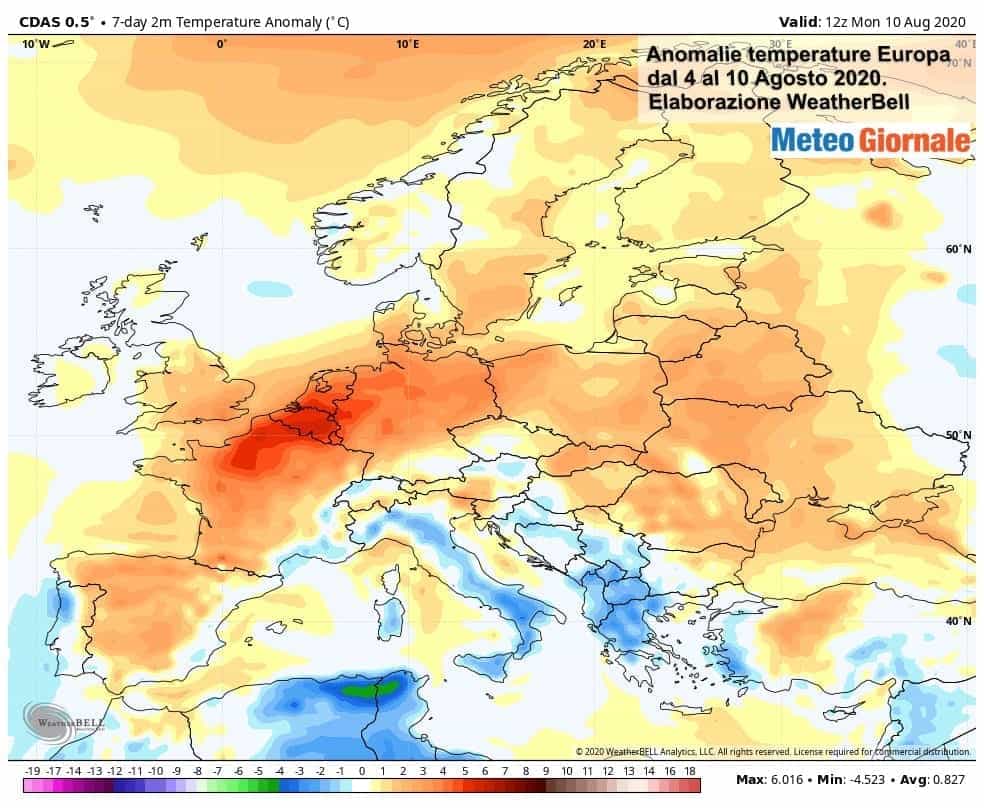 CLIMA AGOSTO: l’esplosione tardiva dell’Estate 2020 in Europa