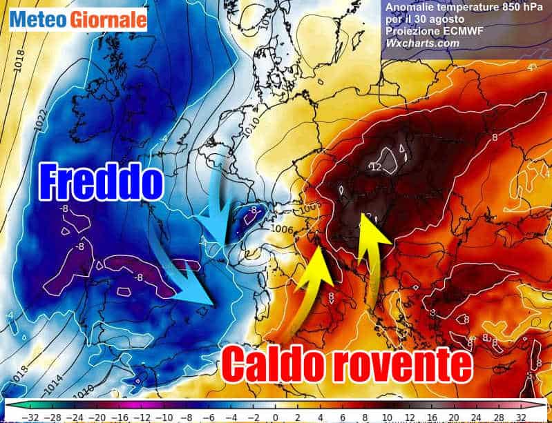 Italia fra FORTE MALTEMPO al Nord e SUPER CALDO al Sud: previsione meteo