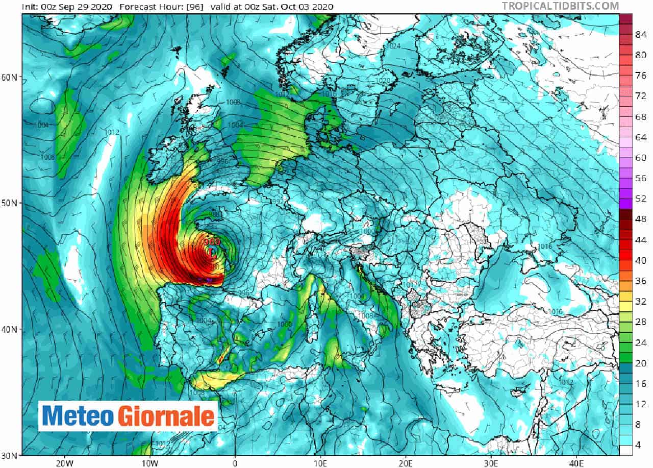 Possibile CICLOGENESI ESPLOSIVA: effetti in Italia