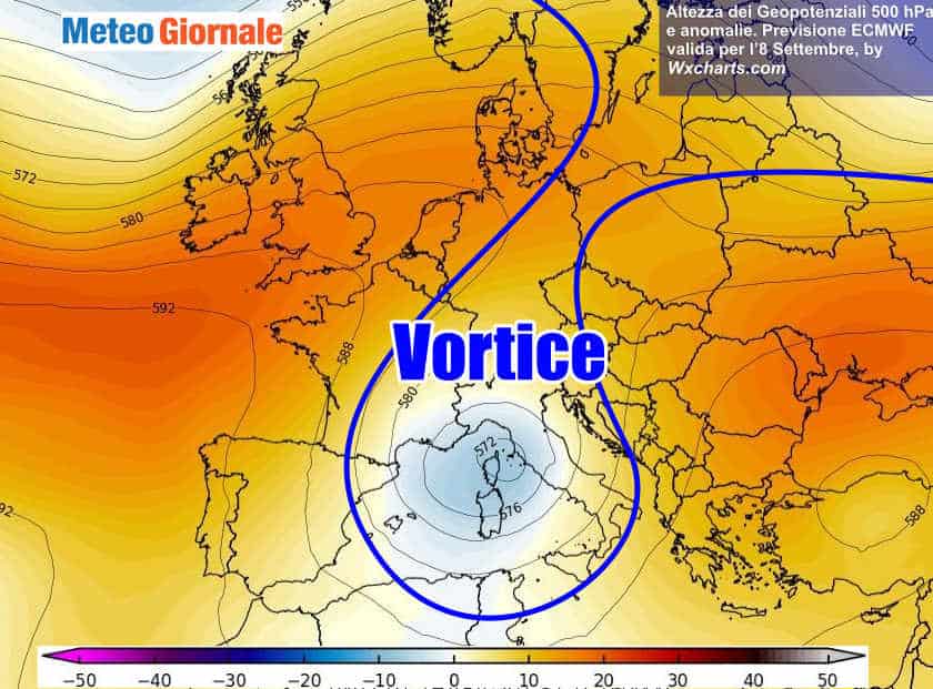 METEO dal Lunedì: Vortice Ciclonico verso ITALIA