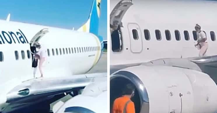 Donna passeggia sull’ala dell’aereo! Tutto vero