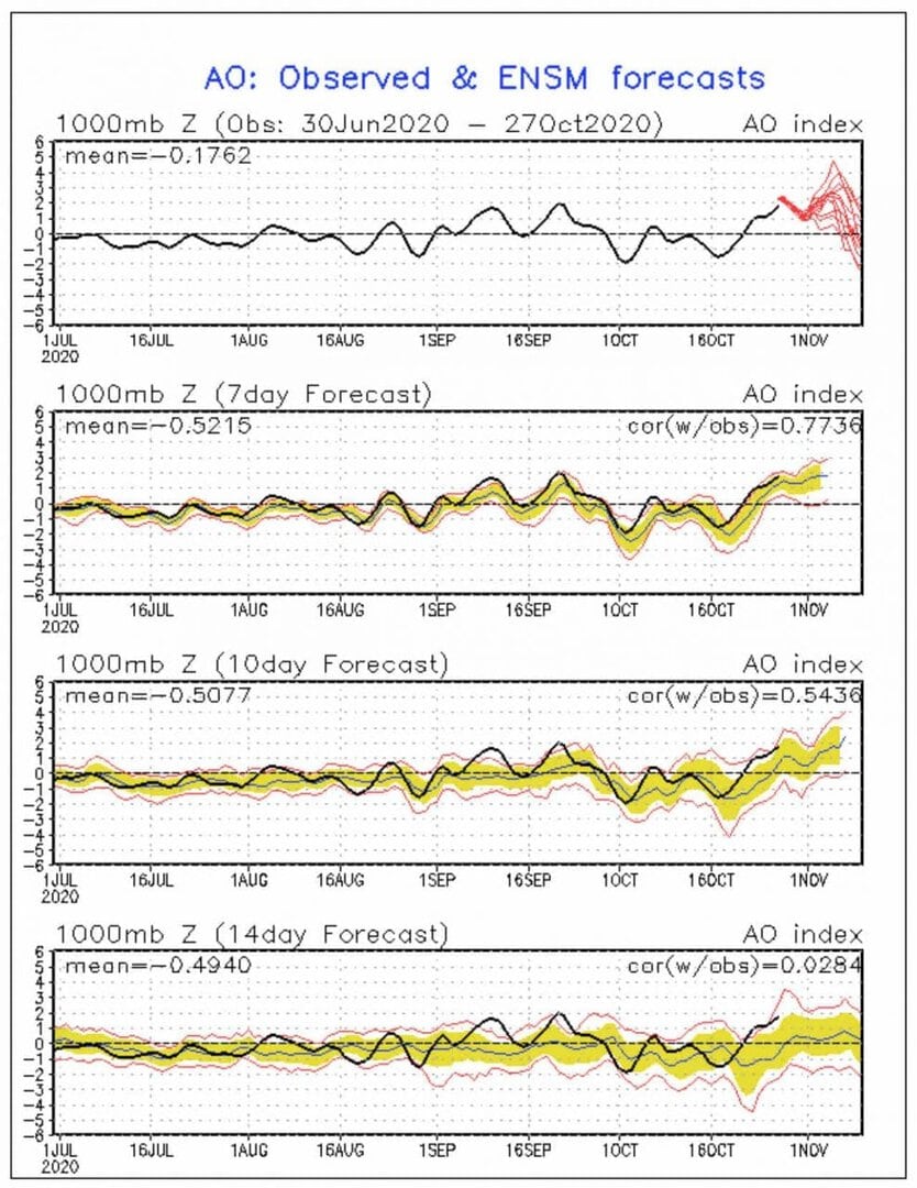 AO index, ipotesi crollo a novembre con FREDDO intenso