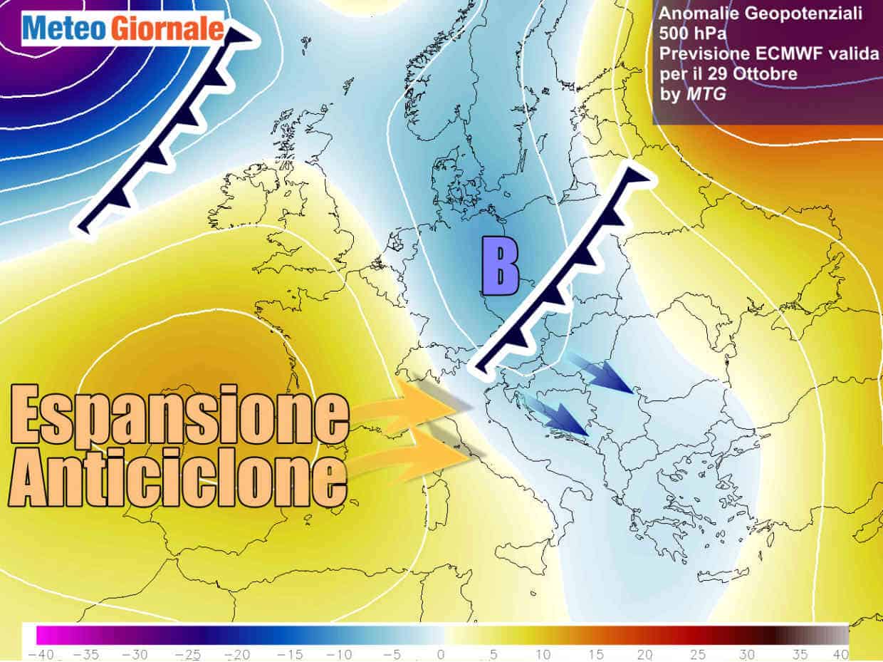Anticiclone al via, lunga fase di meteo stabile sull’Italia. Rialzo termico