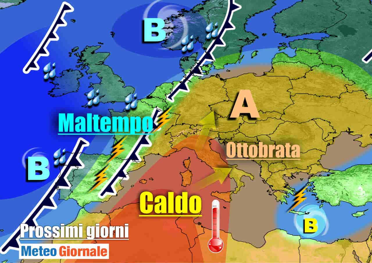 Evoluzione meteo metà settimana