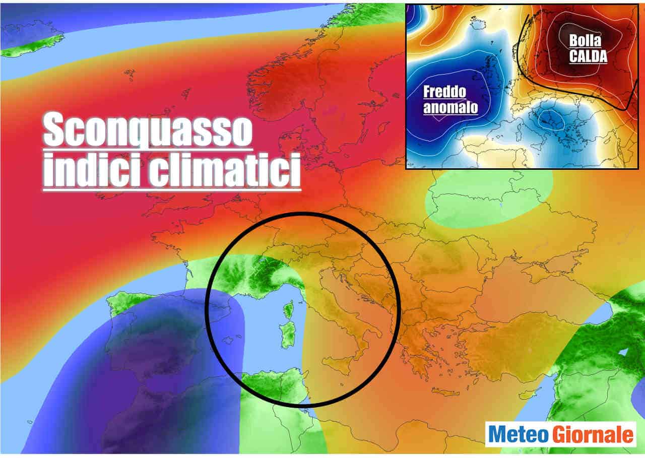 Indice CLIMATICO NAO con improvvise forti oscillazioni, sconquasso meteo in Italia