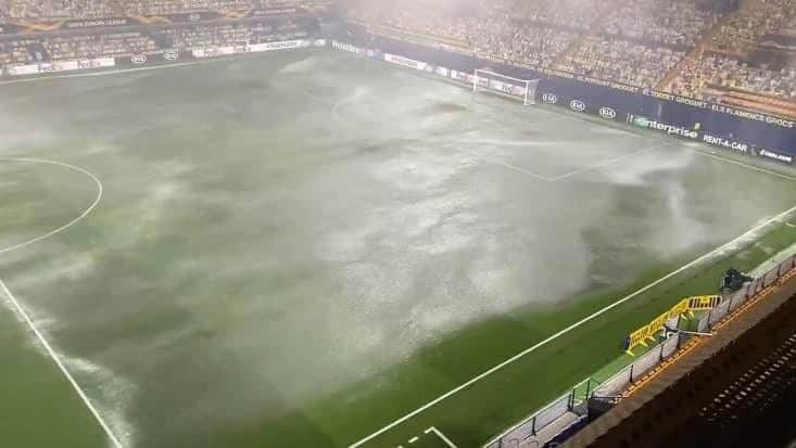 Nubifragio e alluvione in Spagna, la vista dallo stadio è impressionante