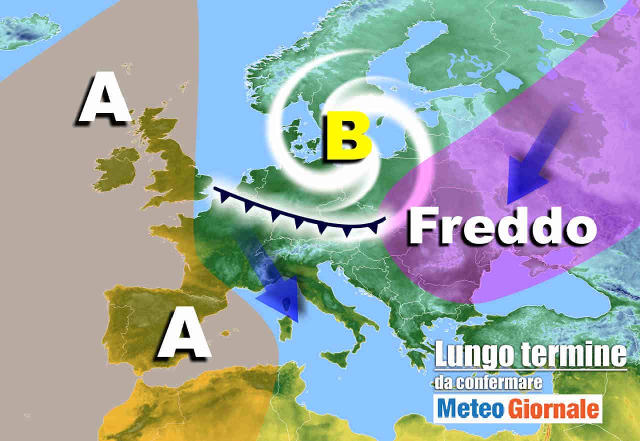 Meteo lungo periodo, cambia tutto: FREDDO e MALTEMPO