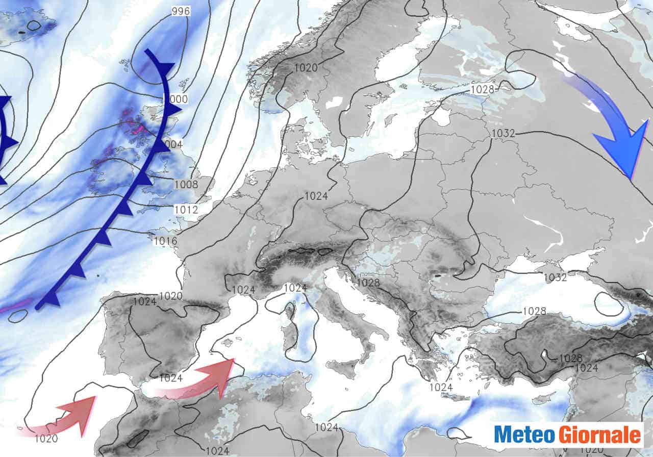 Meteo con Alta Pressione cattiva su Italia