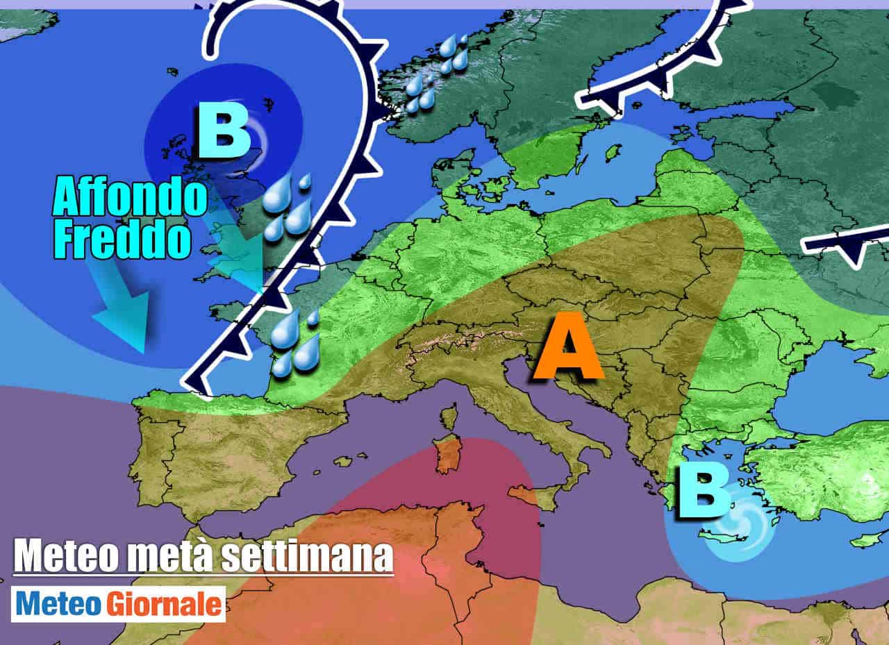 Evoluzione meteo per metà settimana