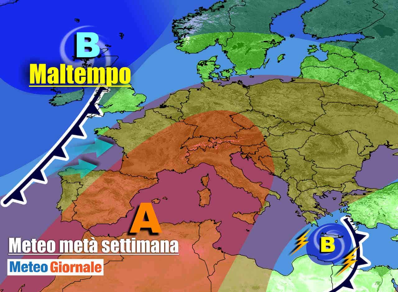 Evoluzione meteo verso metà settimana
