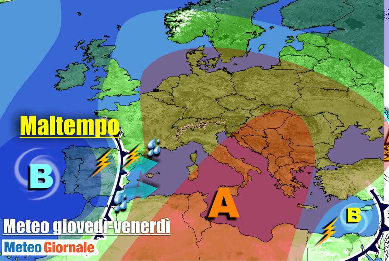 Evoluzione meteo seconda parte di settimana