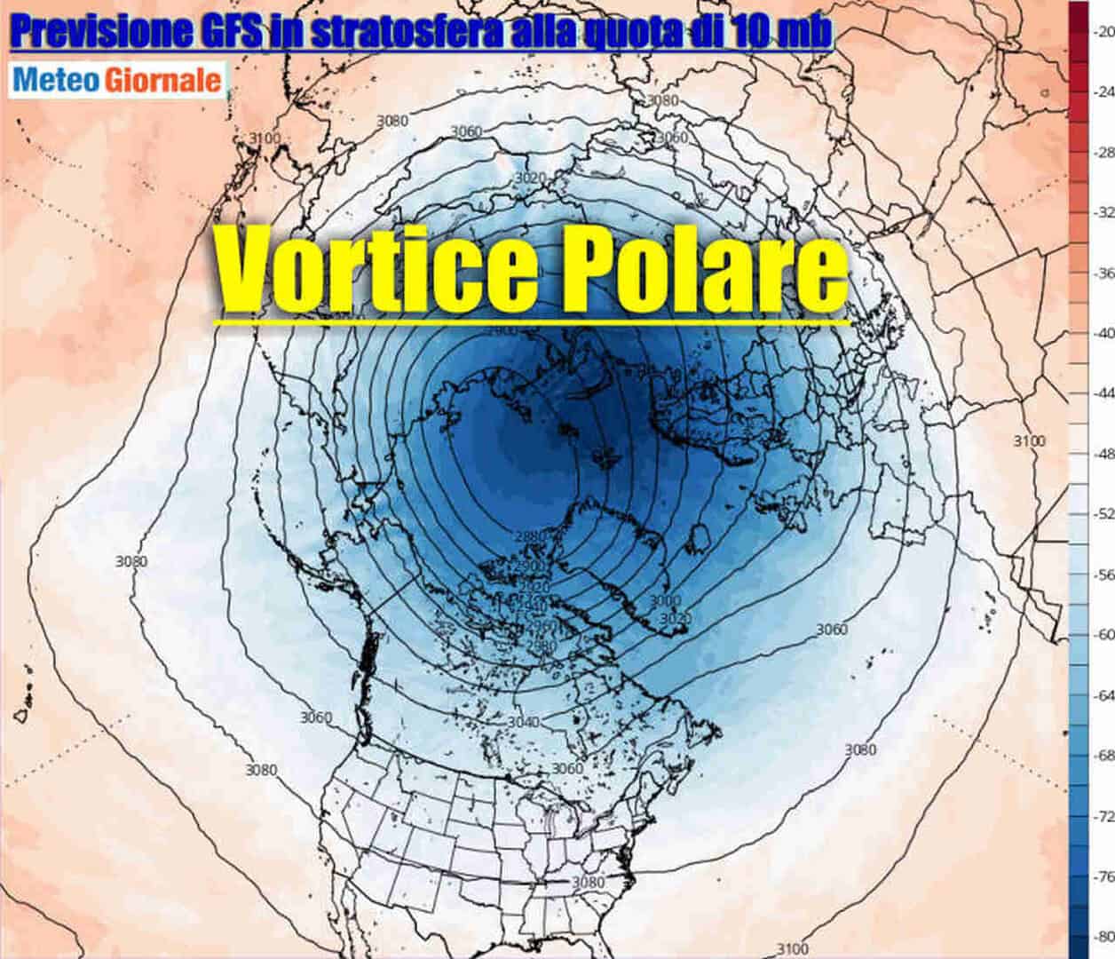 Vortice Polare stratosferico RINFORZA ancora. Meteo d’inizio inverno influenzato