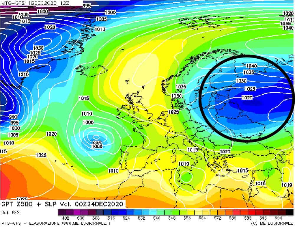 In Russia europea inizierebbero ad affluire correnti gelide dalla Siberia.