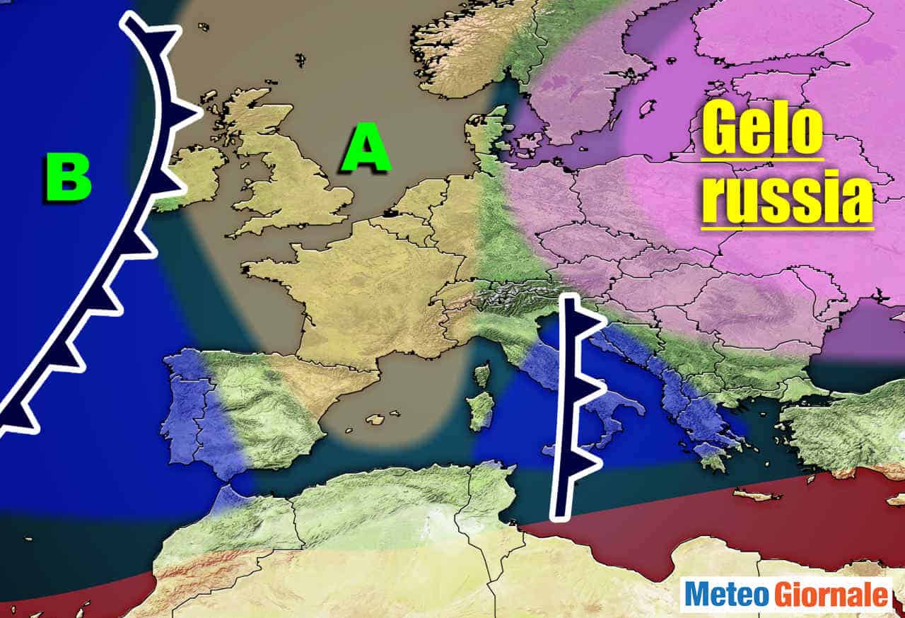 Meteo con GELO da est in bilico verso Italia per ANTICICLONE europeo
