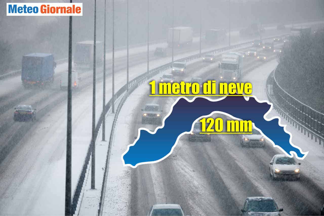 Meteo Liguria: forte maltempo, autostrade sepolte dalla neve