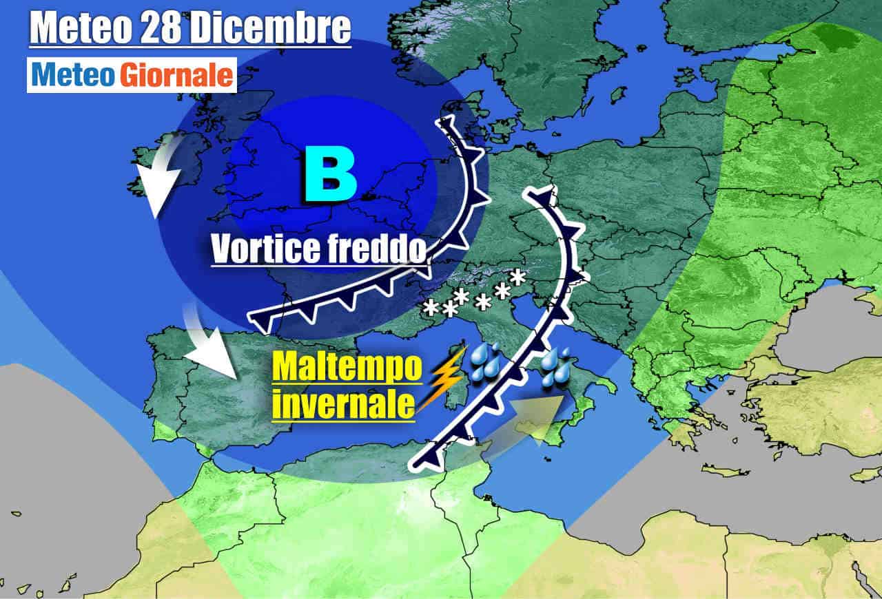 METEO Italia. Maltempo invernale, tanta NEVE. Tendenza sino a Capodanno