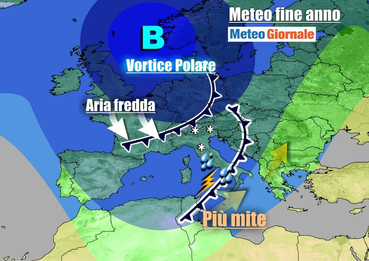 Evoluzione meteo per gli ultimi dell'anno