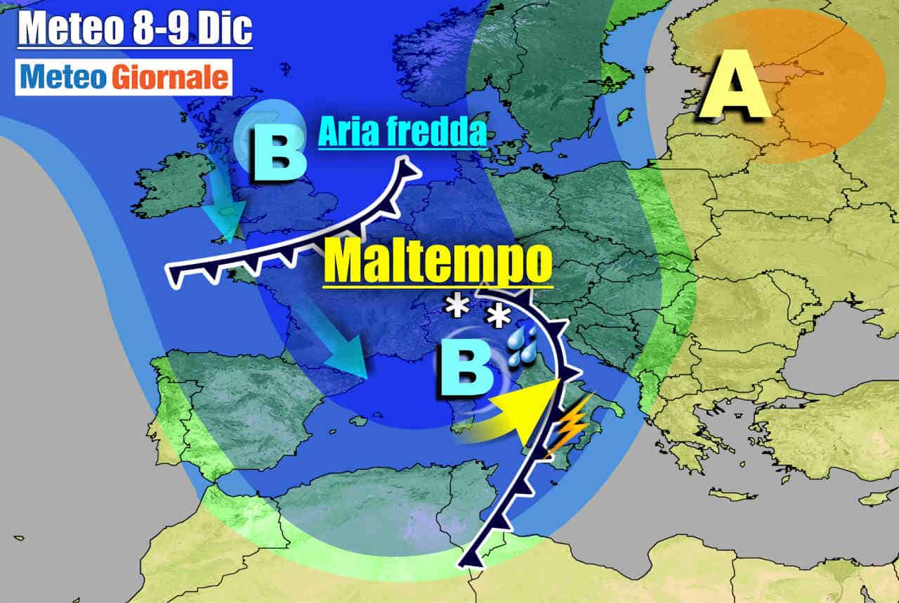 Evoluzione meteo per Immacolata