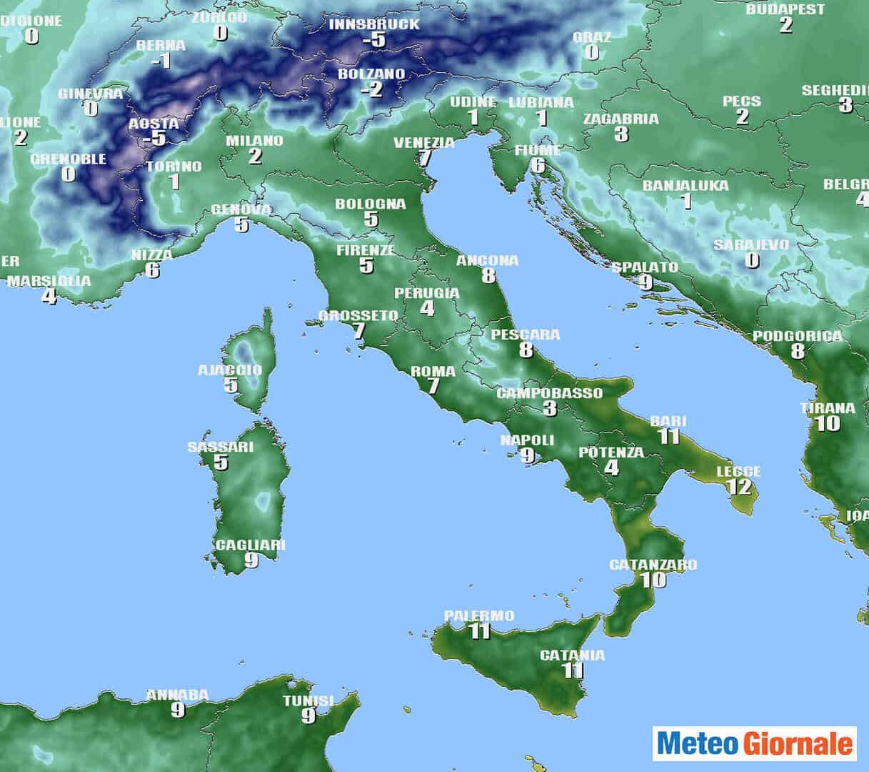Natale arriva il GELO in varie città d’Italia