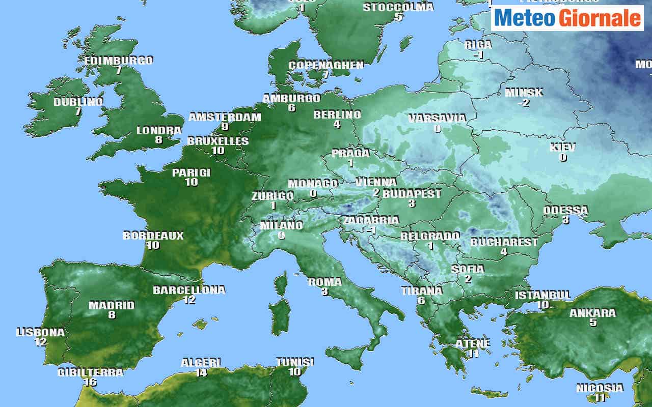 Meteo di oggi, il migliore della settimana. Temperature minime in Italia