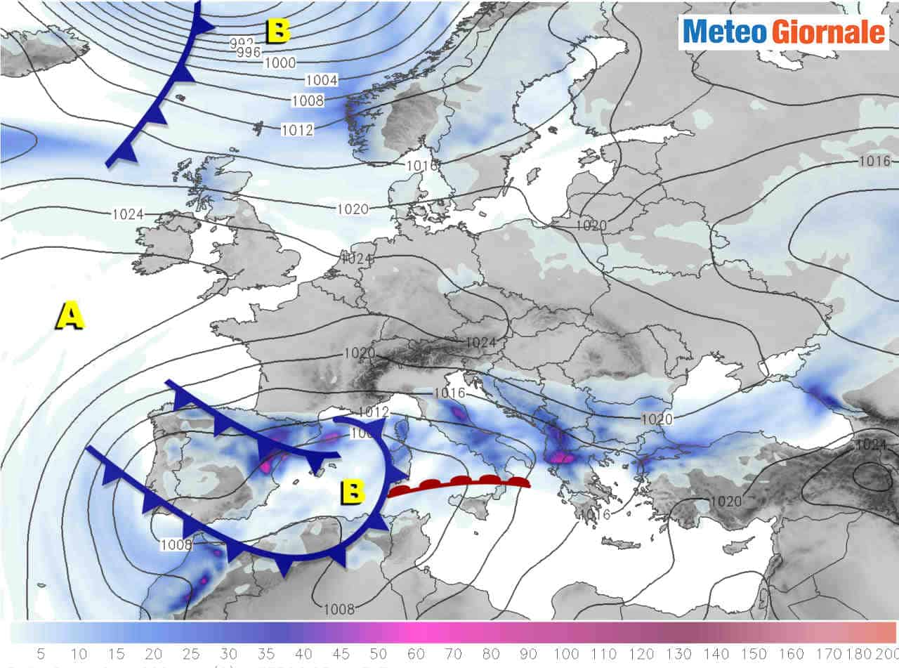 TEMPESTA di Neve spagnola verso Italia. Effetti sul meteo