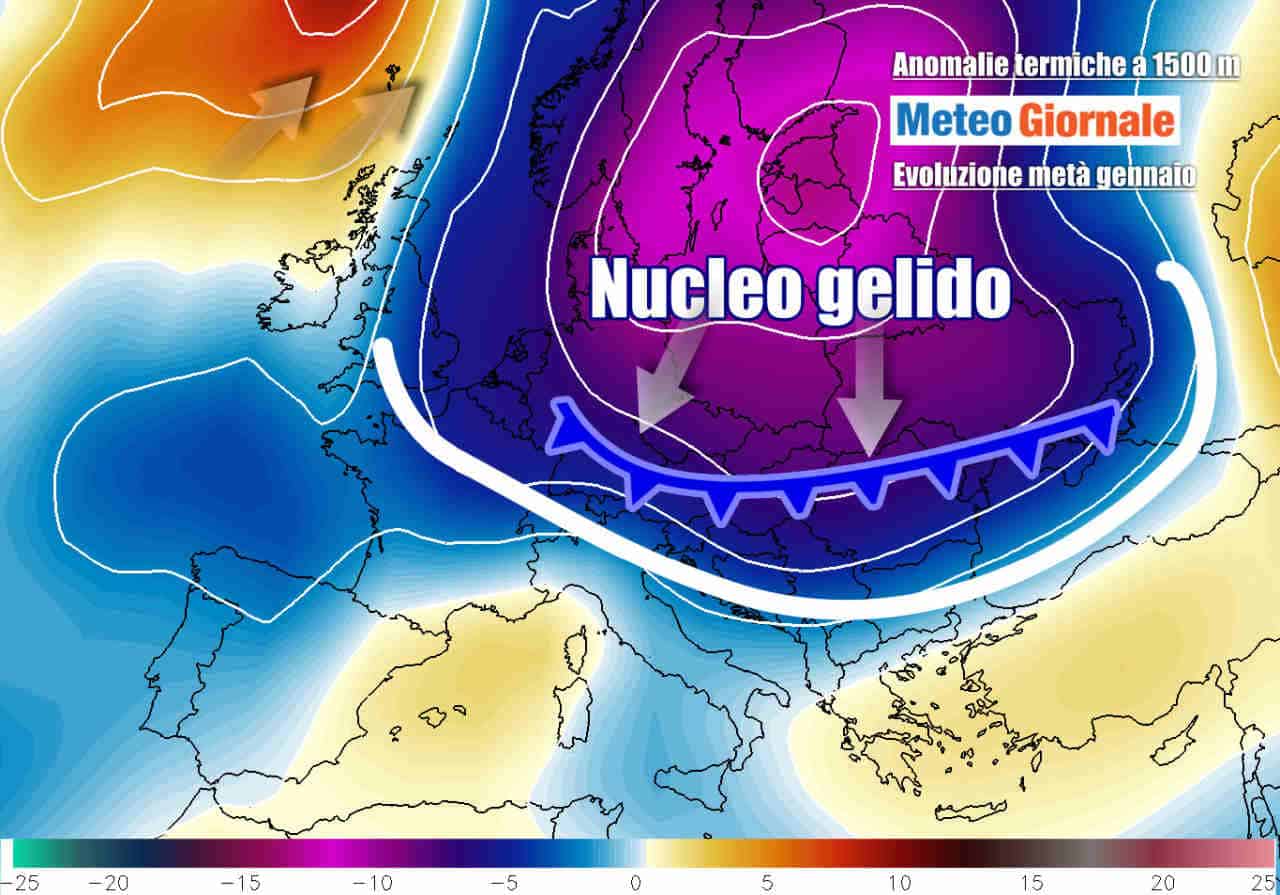 Gelo in arrivo sull'Europa e sull'Italia a metà gennaio, è solo un'ipotesi