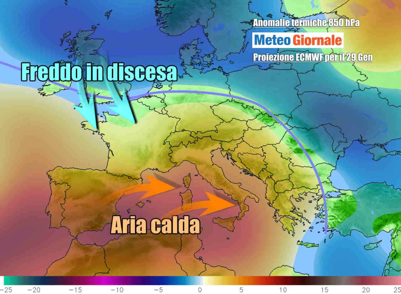 La fase molto mite su gran parte d'Italia attesa verso metà settimana e fino a parte del weekend