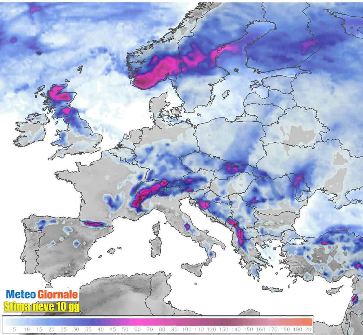 meteo neve 10 giorni europa 1
