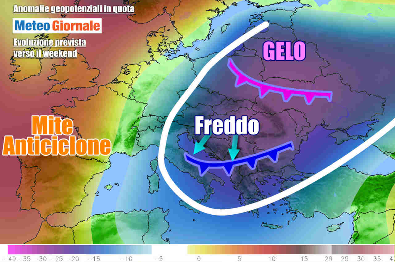 Lo scenario del freddo in arrivo sull'Italia, con gelo sull'Est Europa