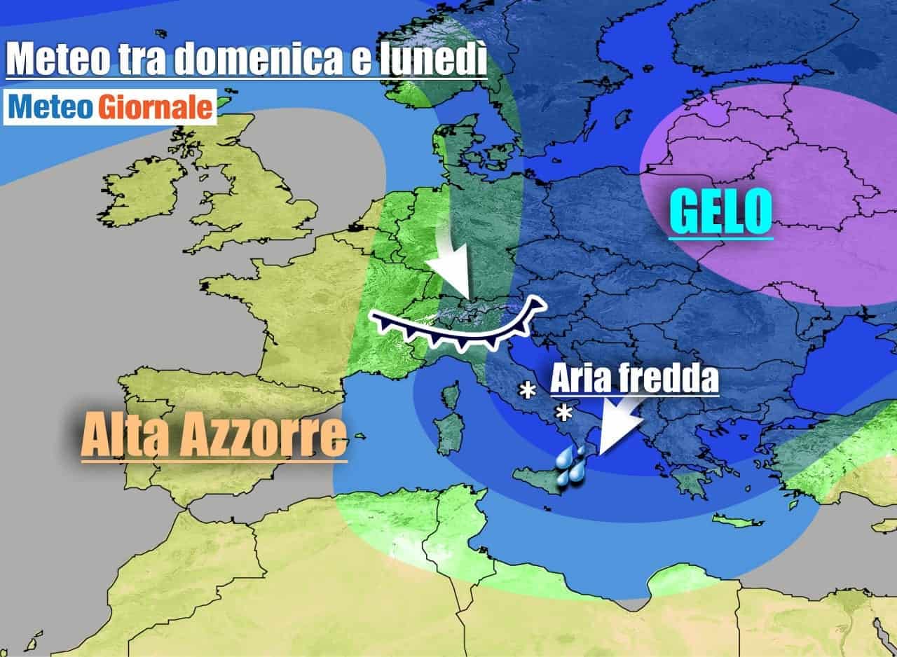 Evoluzione meteo a cavallo fra il weekend e l'inizio della prossima settimana