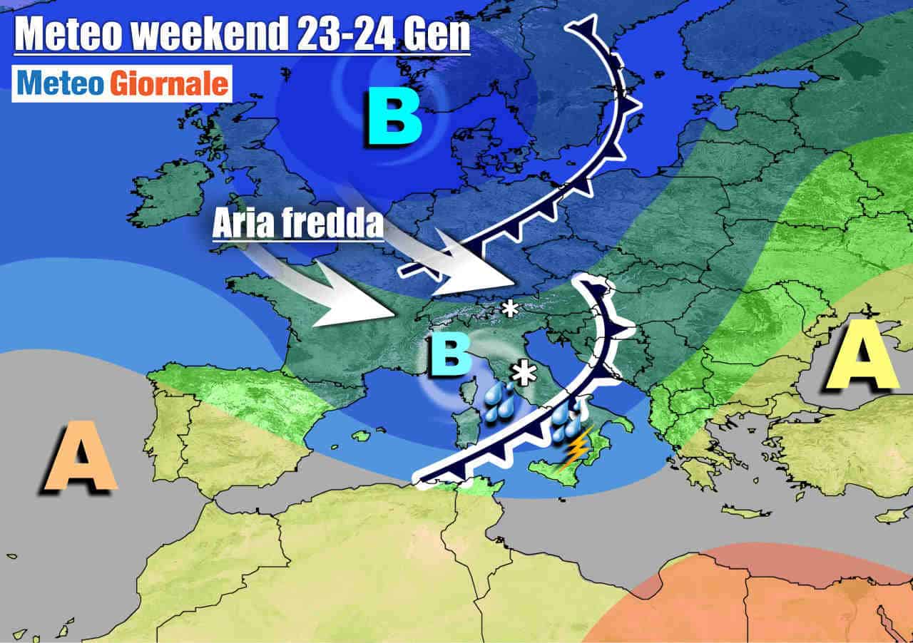 Situazione prevista nel corso del weekend