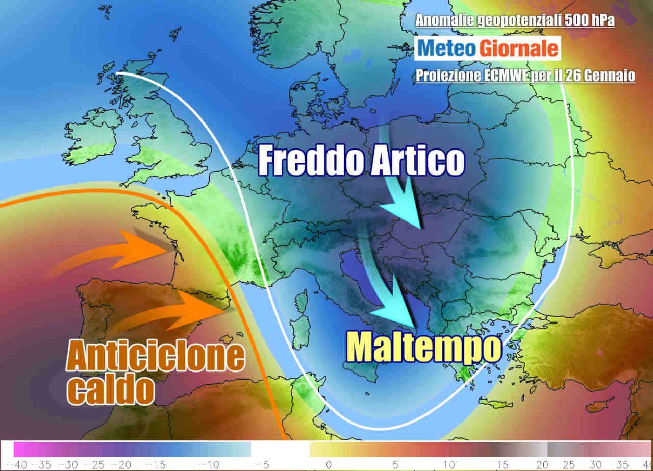 Situazione attesa nei primi giorni della prossima settimana