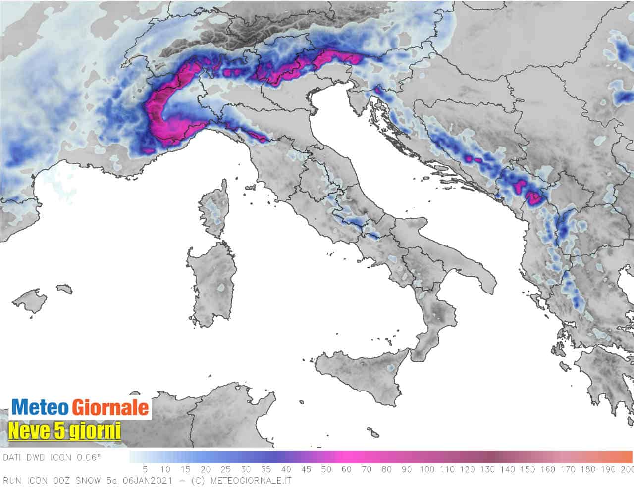 neve 5 giorni